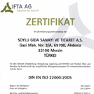 ISO 22000 Zertifikat